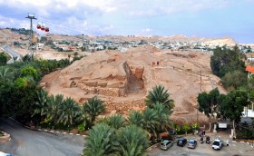 General view of the site of Tell es-Sultan/ancient Jericho from south, with the Middle Bronze Age (1900-1550 BC) fortification works at the southern side of the tell. All photos courtesy of Lorenzo Nigro.