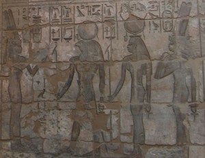 The God’s Wife of Amen Shepenwepet II offering to the deified Amenirdis I, Medinet Habu, Dynasty 25