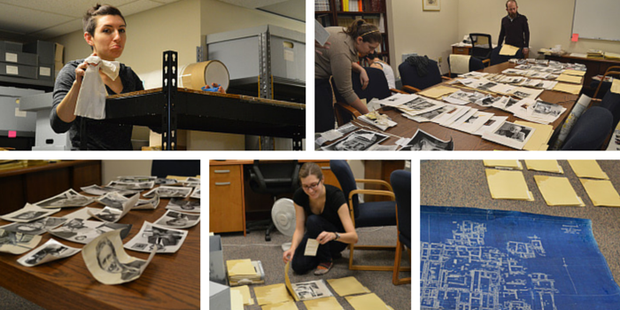 Staff working hard to save archival materials.